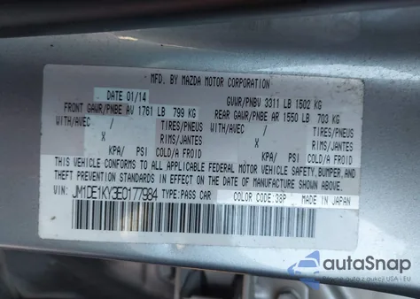 2014 Mazda Mazda2 Sport from USA, damaged, VIN JM1DE1KY3E0177984